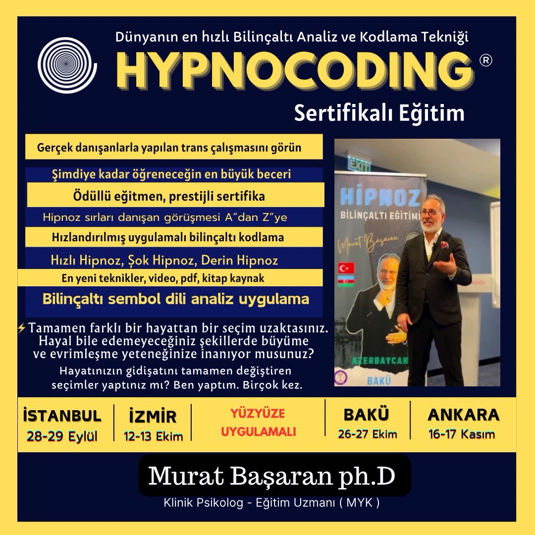 Hipnoz Eğitimi + Bilinçaltı analiz Ve Kodlama ( 2 eğitim bir arada )